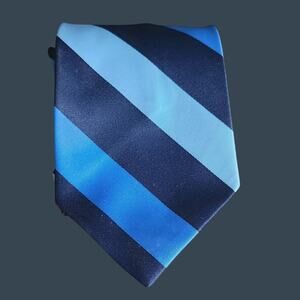 Men's Vintage Don Loper Of California Striped Tie Blue & Navy 100% Polyester
